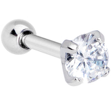 Load image into Gallery viewer, 16G 1/4 Clear CZ Gem G23 Titanium 4mm Cartilage Tragus Earring