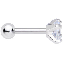 Load image into Gallery viewer, 16G 1/4 Clear CZ Gem G23 Titanium 4mm Cartilage Tragus Earring