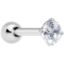 Load image into Gallery viewer, 18G 1/4 Clear CZ Gem G23 Titanium 3mm Cartilage Tragus Earring