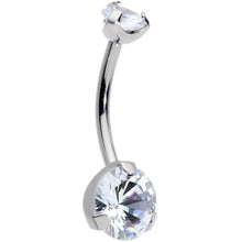 将图片加载到图库查看器,1/2 Clear CZ Gem Grade 23 Titanium Internally Threaded Belly Ring