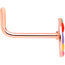 Load image into Gallery viewer, 20G 5/16 Rose Gold Tone Rainbow Peace Sign L Shaped Nose Ring