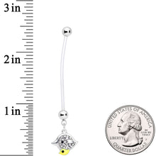 Load image into Gallery viewer, Clear Gem Clear Bioplast Mom Bird Dangle Pregnancy Belly Ring