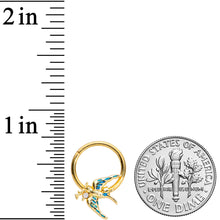 Load image into Gallery viewer, 16G 3/8 White Faux Opal Gold Hue Swallow Bird Hinged Segment Ring
