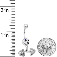 将图片加载到图库查看器,Clear Gem Weightlifting Barbell Dangle Belly Ring