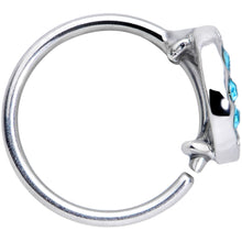 Load image into Gallery viewer, 20G 5/16 Aqua CZ Gem Moon Heart Nose Hoop