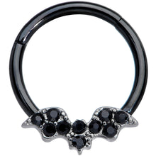 将图片加载到图库查看器,16G 3/8 Black Gem Black Plated Bat Hinged Segment Ring