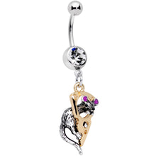 将图片加载到图库查看器,Clear Gem Mouse Gets Cheese Dangle Belly Ring