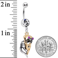 将图片加载到图库查看器,Clear Gem Mouse Gets Cheese Dangle Belly Ring