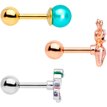 Load image into Gallery viewer, 16G 1/4 Rose Gold Tone Deco Christmas Cartilage Tragus Set of 3