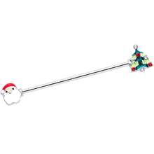 Load image into Gallery viewer, 14G Red Gem Santa Christmas Tree Industrial Barbell 38mm