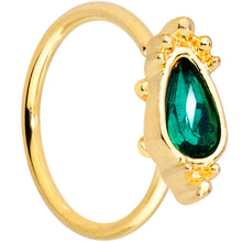 Load image into Gallery viewer, 20G 5/16 Green Gem Gold Tone Teardrop Nose Hoop
