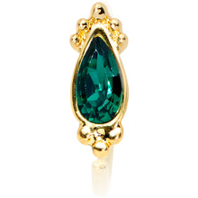 Load image into Gallery viewer, 20G 5/16 Green Gem Gold Tone Teardrop Nose Hoop