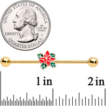 Load image into Gallery viewer, 14G Gold Tone PVD Poinsettia Christmas Industrial Barbell 38mm