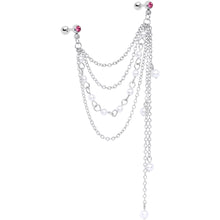 将图片加载到图库查看器,16G 1/4 Pink Gem Multiple Dangle Cartilage Chain Earring