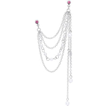 将图片加载到图库查看器,16G 1/4 Pink Gem Multiple Dangle Cartilage Chain Earring