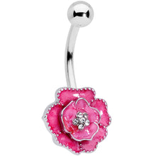将图片加载到图库查看器,Clear Gem Pink Rose Reversible Belly Ring