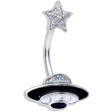 将图片加载到图库查看器,Clear Gem Alien Spacecraft UFO Double Mount Belly Ring