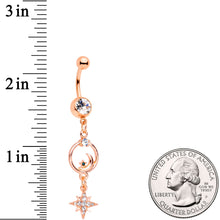 将图片加载到图库查看器,Clear Gem Rose Gold Tone Starry Moon Dangle Belly Ring