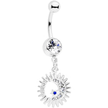 将图片加载到图库查看器,Clear Blue Gem Moon Sun Star Dangle Belly Ring