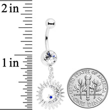 将图片加载到图库查看器,Clear Blue Gem Moon Sun Star Dangle Belly Ring