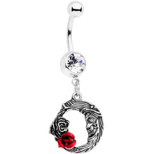 将图片加载到图库查看器,Clear Gem Rose Flower Moon Dangle Belly Ring