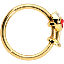 Load image into Gallery viewer, 16G 3/8 Red Gem Gold Tone Wine Glass Hinged Septum Clicker