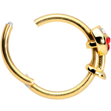 Load image into Gallery viewer, 16G 3/8 Red Gem Gold Tone Wine Glass Hinged Septum Clicker