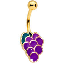 Load image into Gallery viewer, Gold Tone Sweet Fruit Purple Grapes Belly Ring