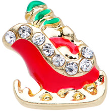 Load image into Gallery viewer, 16G 1/4 Clear Gem Gold Tone Christmas Sleigh Cartilage Tragus