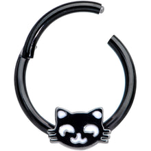 将图片加载到图库查看器,16G 3/8 Black Cat Halloween Hinged Septum Clicker