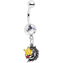 Load image into Gallery viewer, Clear Red Yellow Gem Shooting Star Dangle Belly Ring