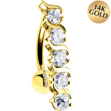 将图片加载到图库查看器,16G Solid 14K Yellow Gold Top Drop Cubic Zirconia Delight Belly Ring
