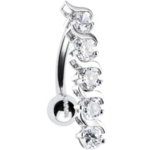 Load image into Gallery viewer, 16G Solid 14K White Gold TOP DROP Cubic Zirconia DELIGHT Belly Ring