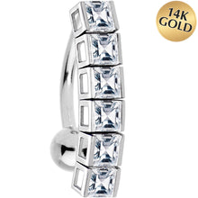 将图片加载到图库查看器,16G Solid 14K White Gold TOP DROP Cubic Zirconia SIX SQUARE TENNIS Belly Ring