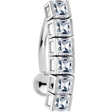 将图片加载到图库查看器,16G Solid 14K White Gold TOP DROP Cubic Zirconia SIX SQUARE TENNIS Belly Ring