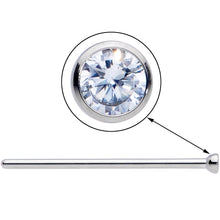 Load image into Gallery viewer, 18G 3/4 Clear CZ Gem Grade 23 Titanium Fishtail Nose Ring 2mm