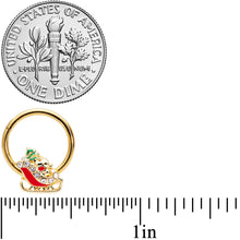 Load image into Gallery viewer, 16G 3/8 Clear Gem Gold Tone Santa Sleigh Christmas Septum Clicker