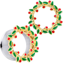 Load image into Gallery viewer, Happy Holiday Wreath Christmas Double Flare Plug Set 4G to 1 Inch