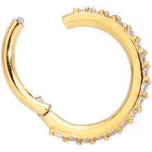 将图片加载到图库查看器,16G 5/16 Clear CZ Gem Gold Tone Hinged Segment Ring