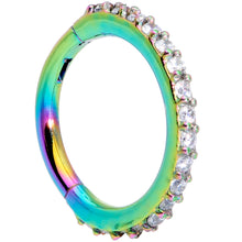 Load image into Gallery viewer, 16G 5/16 Clear CZ Gem Rainbow Hinged Segment Ring