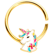 将图片加载到图库查看器,18G 3/8 Gold Tone Rainbow Unicorn Seamless Circular Ring