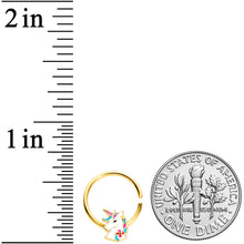 将图片加载到图库查看器,18G 3/8 Gold Tone Rainbow Unicorn Seamless Circular Ring