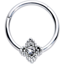 Load image into Gallery viewer, 16G 3/8 Clear Gem Textured Cross Septum Clicker