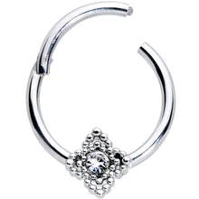 Load image into Gallery viewer, 16G 3/8 Clear Gem Textured Cross Septum Clicker