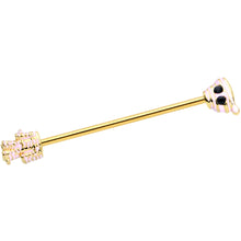 Load image into Gallery viewer, 14G Black Gem Gold Tone Mummy Halloween Industrial Barbell 38mm