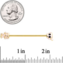 Load image into Gallery viewer, 14G Black Gem Gold Tone Mummy Halloween Industrial Barbell 38mm