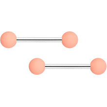 Load image into Gallery viewer, 14G 9/16 Cream Peach Matte Barbell Nipple Ring Set of 4