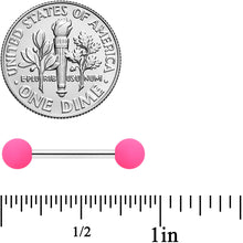 Load image into Gallery viewer, 14G 9/16 Hot Pink Grey Matte Barbell Nipple Ring Set of 4
