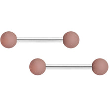Load image into Gallery viewer, 14G 9/16 Brown Matte Barbell Nipple Ring Set
