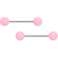 将图片加载到图库查看器,14G 9/16 Petal Pink Matte Barbell Nipple Ring Set